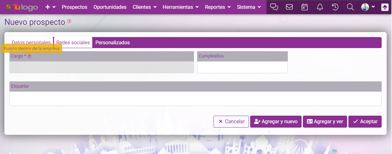 Prospecto nuevo Upnify CRM