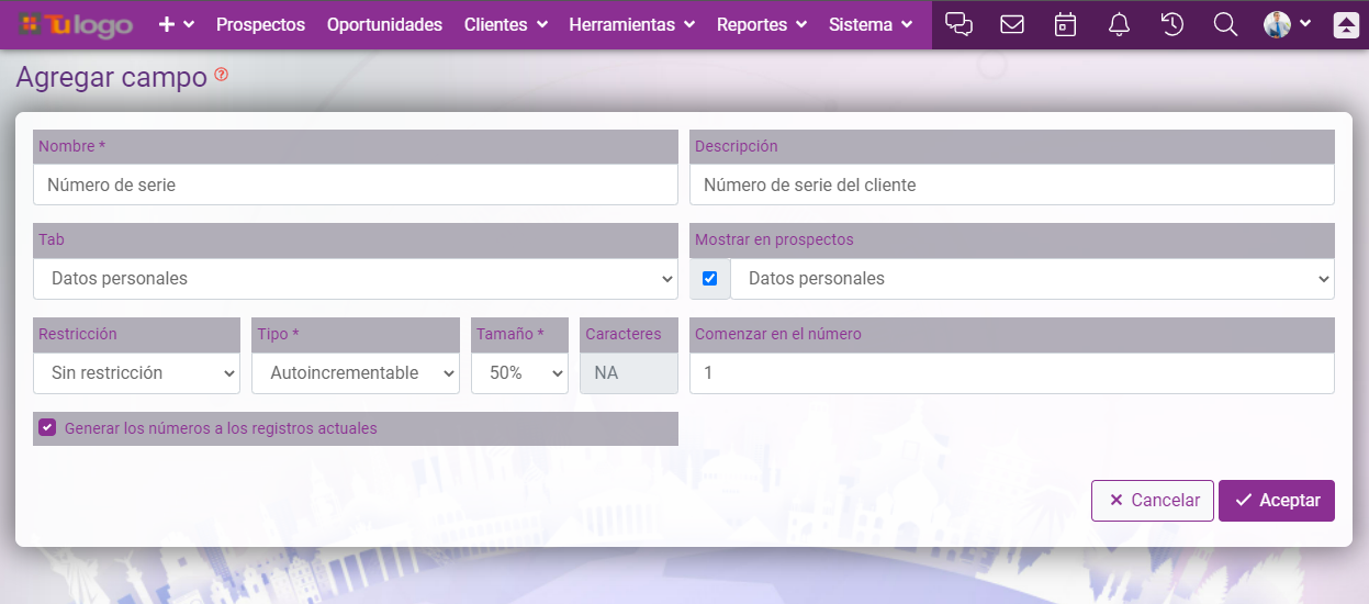 Agregar campo Upnify CRM