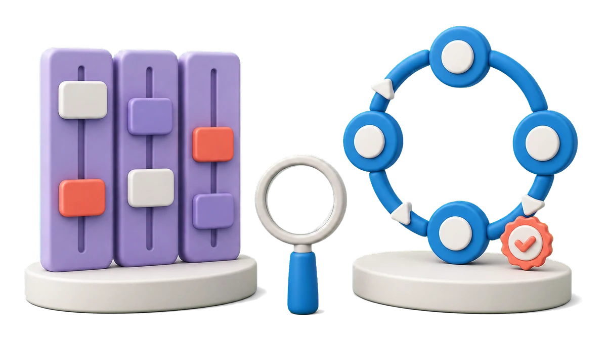 Dos modelos de organización, un tablero de tareas y un flujo de etapas conectadas, para comparar gestión de proyectos y control operativo