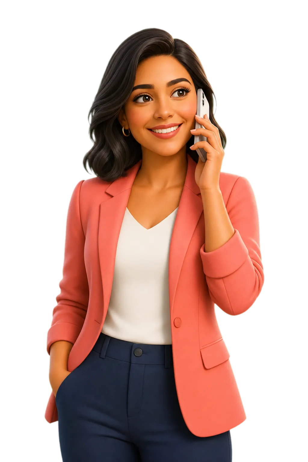 Especialista de Upnify sonriendo mientras habla por teléfono